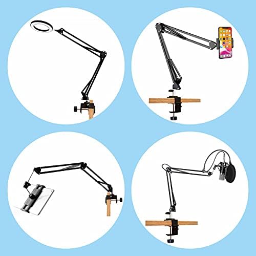 Replacement Heavy Duty C Clamp for 1/2” Base Magnifying Lamp,Desk Lamp,Swing Arm Lamp,Phone I pad Mount,Tablet Mic Holder,Table Mount Clamp for Microphone Stand Mic Boom Arm (G1 BLACK)