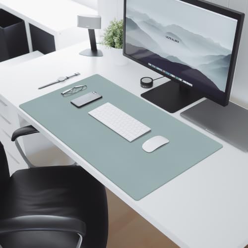Leather Desk Pad Mat, Mist Blue Desk Mat, 31.5" x 15.7"