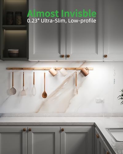 Plug-in Under Cabinet Lighting, Dimmable Under Counter Lights for Kitchen, 2pcs 12 Inch, Natural White 4500K Linkable Wired Closet Light, Indoor USB Led Lights Bar for Desk,Sink,Workbench