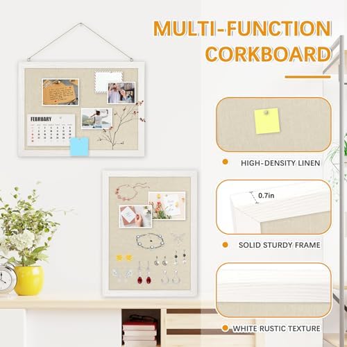 DOLLAR BOSS Double-Sided Bulletin Boards with Linen 16"x12" 2Pcs Cork Board