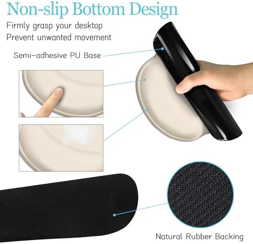 LIMKRIAN Oatmeal Beige Desk Mat Set, Large Mouse Pad & Keyboard Wrist Rest