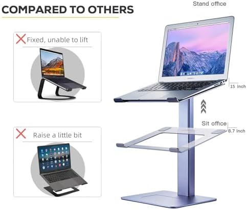 Adjustable Laptop Stand, Tall, Strong, Airflow, Suitable for 13.3-17.3 Inch Laptops, Lift Screen to Eye Level for Video Conferences