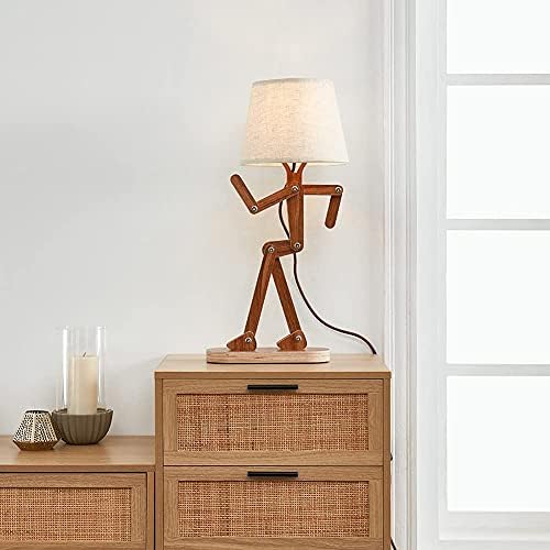 Novelty Wood Table Lamp for Kids Room Bedroom, Walnut