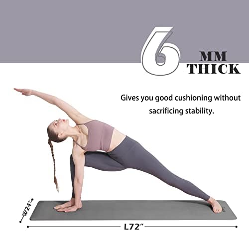 Yoga Mat Non Slip, Pilates Fitness Mats, Eco Friendly, Anti-Tear 1/4" Thick Yoga Mats for Women, Exercise Mats for Home Workout with Carrying Sling and Storage Bag