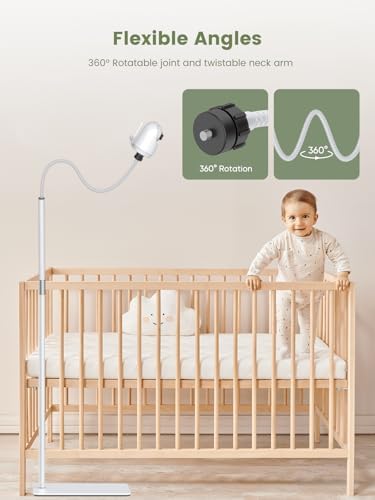 bonoch Baby Monitor Mount Floor Stand Holder - 61" Adjustable Height Monitor Camera Floor Stand, 360° Rotatable Joint, Flexible Twist Arm, Compactible Baby Monitor Only