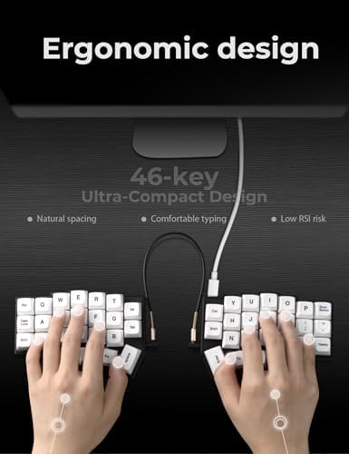 YIVU Corne V4.1 Wired Split Ergonomic Mechanical Keyboard | 40% Ortholinear 3x6 Layout, 46 Keys | Hot-Swappable Per-Key RGB | Vial/QMK Programmable | Pre-Lubed Linear Switches