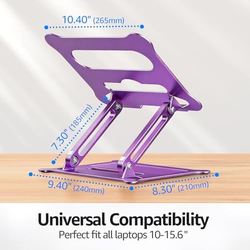 Urmust Adjustable Laptop Stand for Desk, 10-15.6“ Laptop Riser, Purple