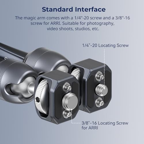 SMALLRIG 11" Rosette Magic Arm, Camera Monitor Mount, Articulating Arm with 1/4"-20 and 3/8"-16 Locating Screw for ARRI, Max Load Capacity 3kg Friction Arm, for Cameras, Monitors, LED Lights