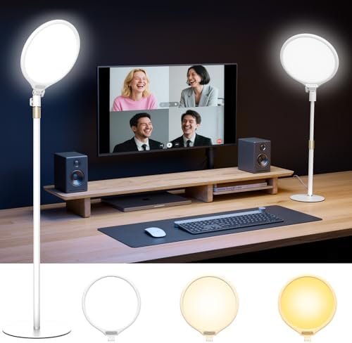 TELESIN Eye Safe Desk Ring Light for Zoom Meeting, 10.5" Full-Screen Desktop Light Lamps with Stand for Home Office, 9 Brightness 3000-6000K LED Light for Video Conference, Laptop, Live Stream, TikTok