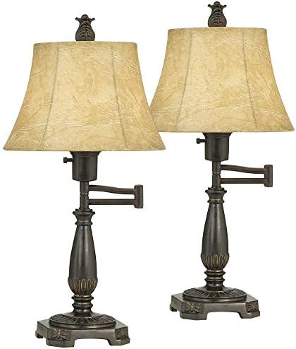 Andrea 22 1/2" High Table Lamps Set of 2 Swing Arm Bronze Brown Traditional