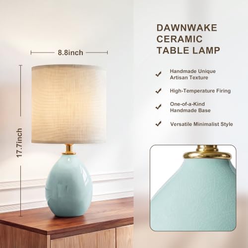 Dawnwake 17.7" Ceramic Table Lamps Set of 2 for Living Room Bedroom, Blue