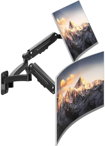 Dual Monitor Wall Mount for 27-45 inch Flat/Curved Computer Screens