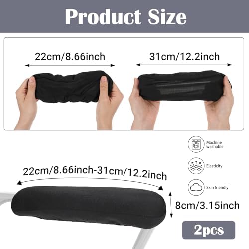 2Pcs Office Chair Arm Covers, Desk Chair Arm Covers 8.6" to 12.2" Extended