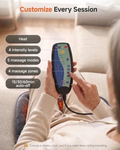 Snailax Vibration Back Massager with Heat, 2026 Upgraded Chair Massage Pad