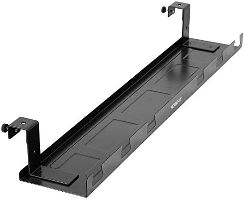 Mount-It! Premium Under Desk Cable Management Tray – 23" Heavy-Duty Steel Cable Tray & Cord Basket for Standing Desk & Home Office, Secure Crossbar or Screw Mount Wire Organizer (Black)