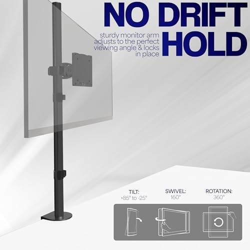 VIVO Single Ultra-Wide Monitor Desk Mount for up to 49 inch Ultrawide Screens, Extra Tall Heavy Duty Adjustable Stand Holds 44 lbs, Black, STAND-V100R