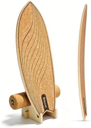 Rocalt Balance Board with Roller and Stand, Indoor Surf Trainer