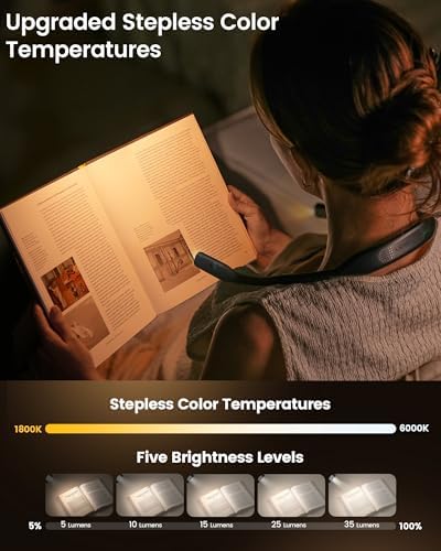 Glocusent Neck Book Light, Rechargeable Neck Lights for Crafts Reading