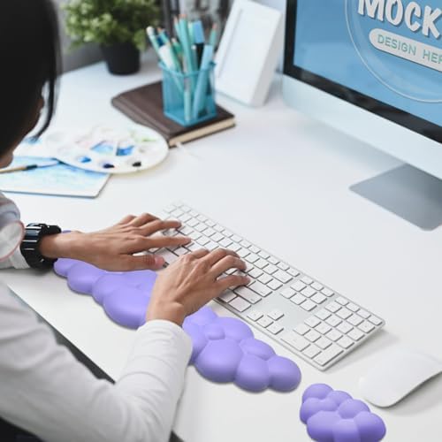 Cloud Wrist Rest Keyboard, Ergonomic Office Keyboard Wrist Rest, Purple