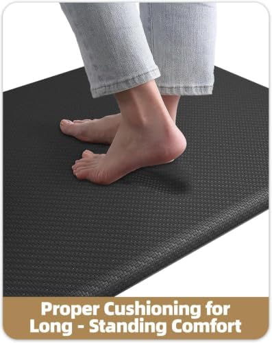 Color&Geometry Antifatigue Kitchen Mat for Floor 20x39-3/4 in Thick, Black