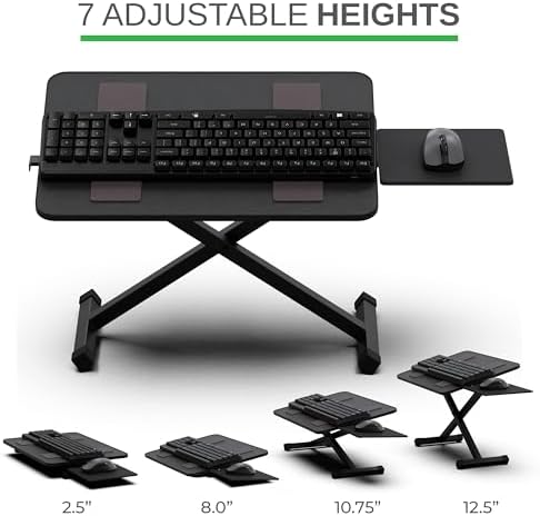 Uncaged Ergonomics Adjustable Keyboard Riser for Desk & Mouse Stand (Black)