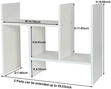 PAG-Mass Desktop Bookshelf Freestanding Wooden Countertop Bookcase Accessories Organizer Display Rack Dorm Desk Storage Shelf