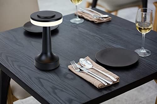 O'Bright Dome Cordless Rechargeable LED Mushroom Table Lamp, Matte Black