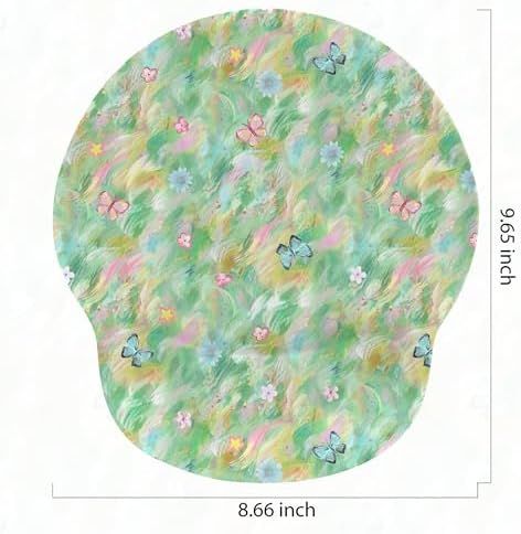 RICHEN Ergonomic Mouse Pad with Wrist Support,Non-Slip Rubber Base for Computer Laptop & Mac,Lightweight Rest for Home,Office & Travel (Green and Buttflies)