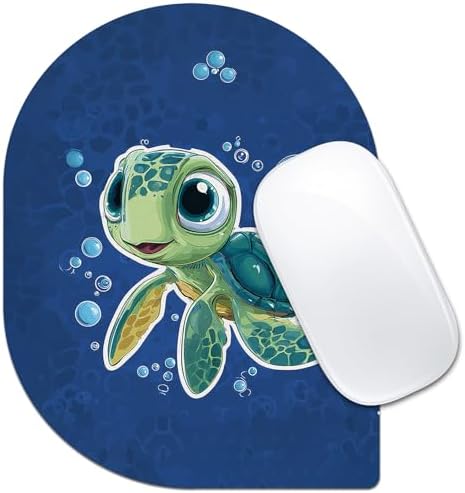 Contoured Oval Mouse Pad 6x8in Non-Slip for Laptop,Turtle