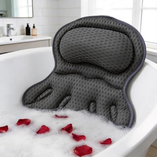 Bath Pillow for Tub,Bathtub Pillow for Head,Neck,Shoulder and Back Support,Soft Bath Tub Pillow for Bathtub,Hot Tub and Spa,Black
