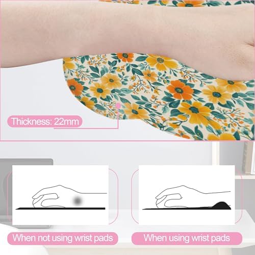 Wildflowers Spring Flowers Plants Mouse Pad with Wrist Rest and Keyboard Wrist Rest Set, Non-Slip Rubber Base Memory Foam Mouse Pad Set for Women, Office Desk Accessories, Gaming