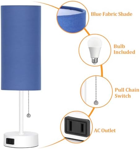 Dott Arts Table Lamp for Bedroom, 3-Color Bedside Lamps with Pull Chain