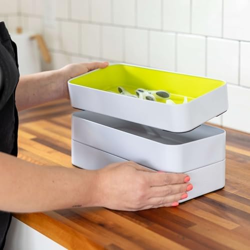Three by Three Seattle Metal Stacking Bins Drawer Organizer, 6-Pc (Sky)