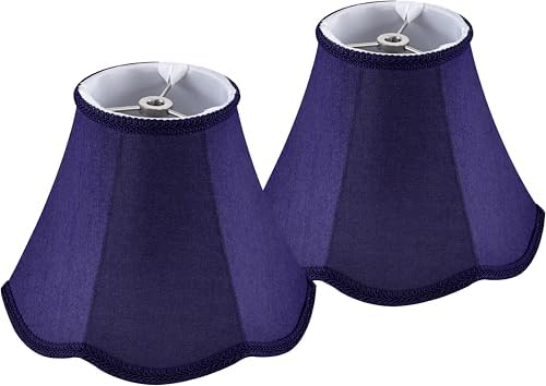 GO&SO Mini Small Scalloped Blue Lamp Shades Set of 2,4"×8"×6.4" Bell Shade
