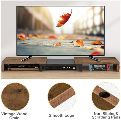 TAVR Dual Monitor Stand Riser, Wooden Computer Monitor Stand for 2 Monitors