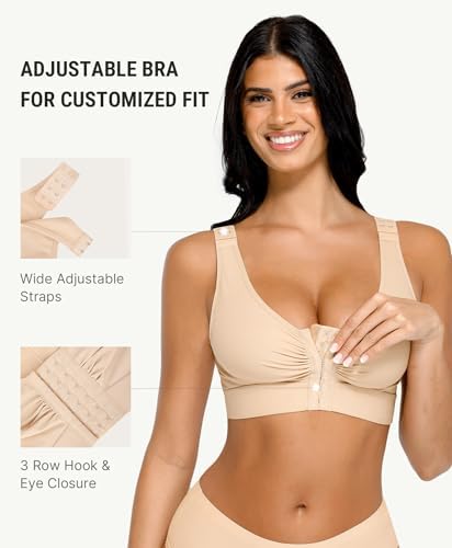 FeelinGirl Post Surgery Compression Bra for Women's Front Closure Bra