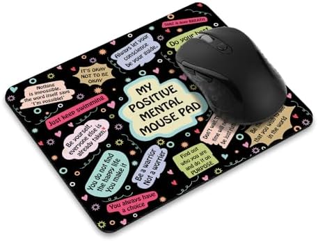 Non-Slip Rectangle Mousepad, WIRESTER Positive Mental Quotes Black Background Mouse Pad for Home, Office and Gaming Desk
