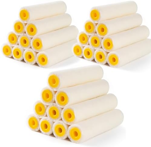 Mister Rui Paint Roller, 4 Inch Paint Roller Wool Blend, 30 Pack, 4mm Short Nap, Small Paint Roller Covers, Reusable Mini Paint Rollers for Use with All Paints and Stains
