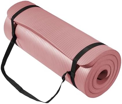 Fitvids 1 Inch Thick Yoga Mat 71x24 Inch - Non Slip Workout Mat with Carry Strap, Multiple Colors - Versatile Exercise Mat for Home, Gym, Pilates, Meditation - For All Skill Levels