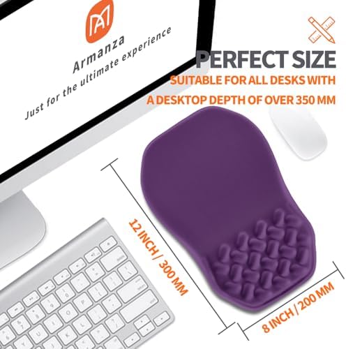 Ergonomic Slope Mouse Pad Wrist Support, Wrist Rest Mousepad for Carpal Tunnel Pain Relief with Massage Bulge and Slow Rebound Memory Foam (12x8 inch, Deep Purple)