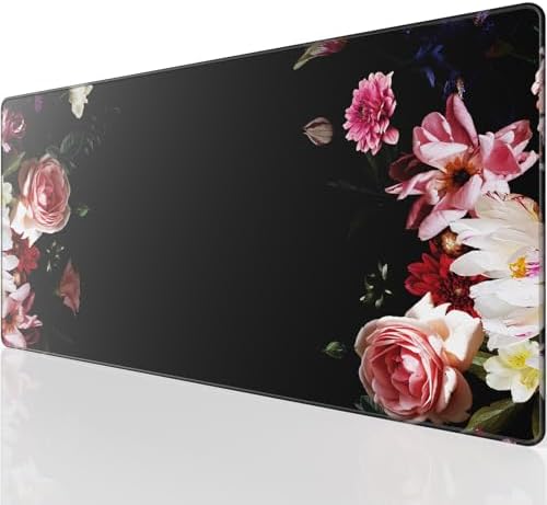 KTRIO Large Gaming Mouse Pad, Desk Mat, 31.5 x 15.7 in Peony Flower, XXL