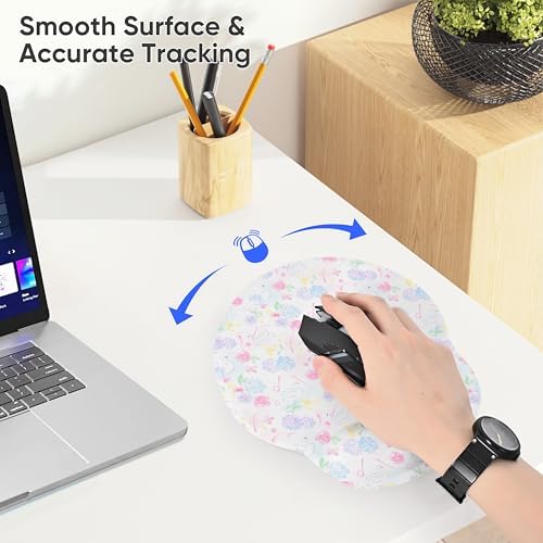 RICHEN Ergonomic Mouse Pad with Wrist Support,Non-Slip Rubber Base for Computer Laptop & Mac,Lightweight Rest for Home,Office & Travel (Hydrangea Swan)