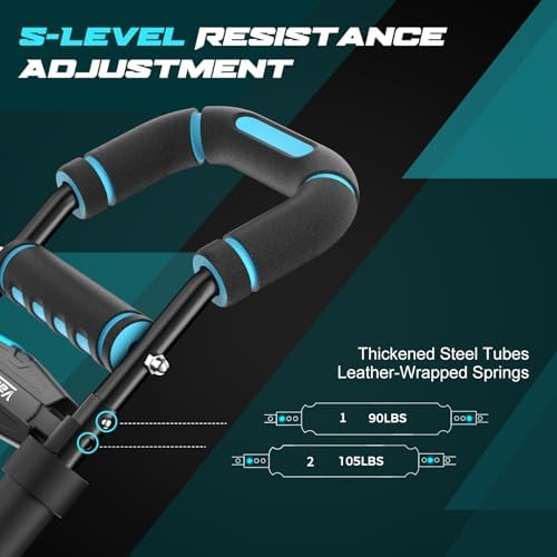 Twister Arm Trainer for Men, Chest Workout Equipment 5-Level Adjustable (40-130lb) with Ergonomic 27° Targets Biceps/Clip/Thigh, Portable Exerciser for Home Gym Travel Fitness