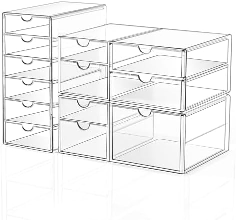 DOMNIU Acrylic Makeup Drawer Storage Organizer with 13 Drawers, 3 Set