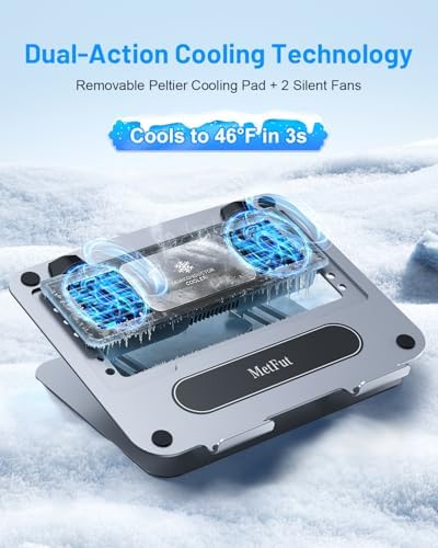 Metfut Laptop Cooling Pad with Detachable Fan & Cooler,360° Rotation Base