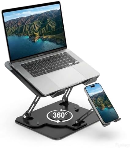 Laptop Stand for Desk,Laptop Riser with Phone Holder& 360° Rotating Base