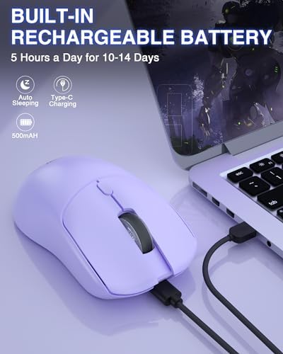 AULA SC580X Wireless Gaming Mouse, Tri-Mode Purple Gaming Mice & 12000 DPI