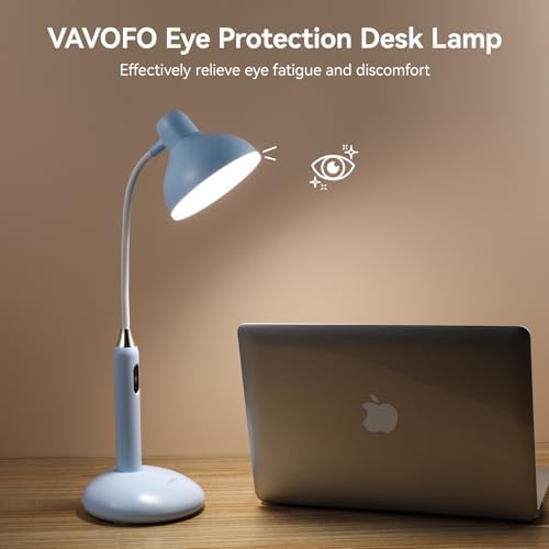 VAVOFO Wireless LED Desk Lamp with Touch Control - Adjustable 2700-7000K Color Temperature, 700LM Brightness, 360° Flexible Gooseneck, USB-C Charging, 2.5hrs Cordless Use (Blue)