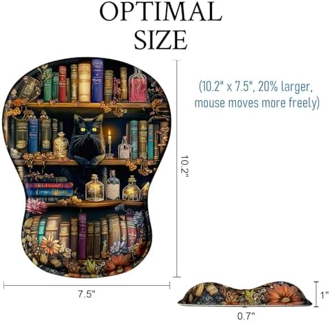 Cat Mouse Pad with Wrist Rest Cute Ergonomic Mousepad Middle Concave Office