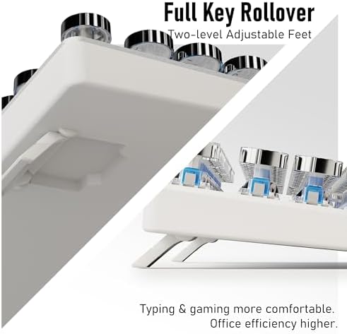 Wired Typewriter Style Mechanical Gaming Keyboard with White Backlit-White
